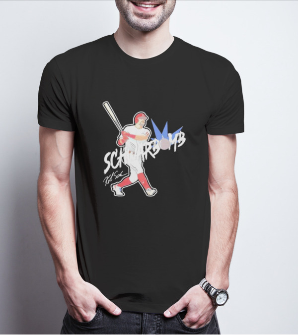 Schwarbomb Illustrated Baseball Swing With Signature Elements T-Shirt