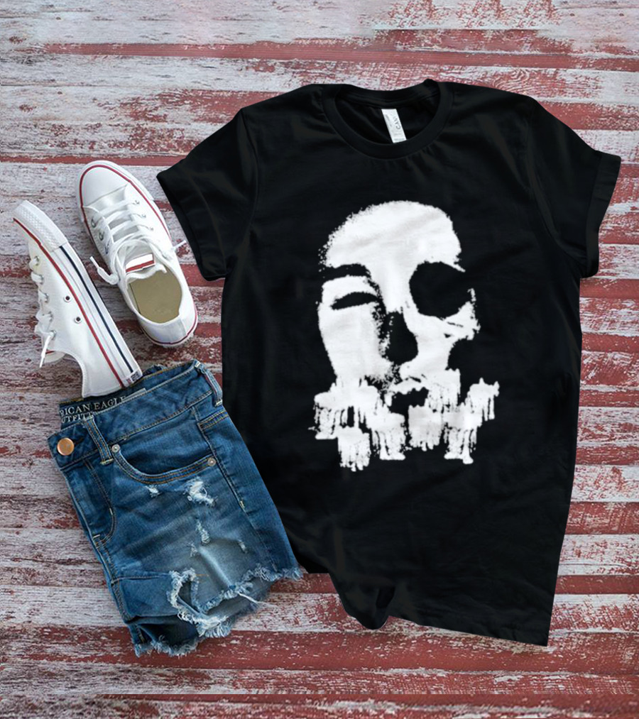 Turnabout Grayscale Face With Abstract Text T-Shirt