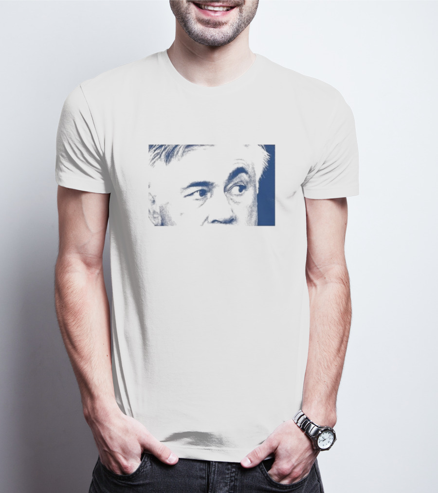 Don Carlo Ancelotti Eyes AOF Images In Blue T-Shirt