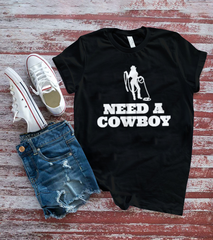 Ellesong Need A Cowboy Western Silhouette Rope T-Shirt