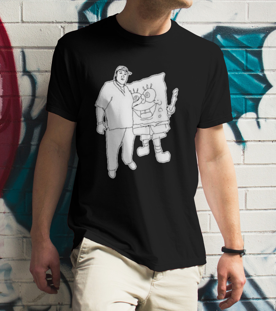 Fake Handshake Tony Spongebob Duo Outline T-Shirt