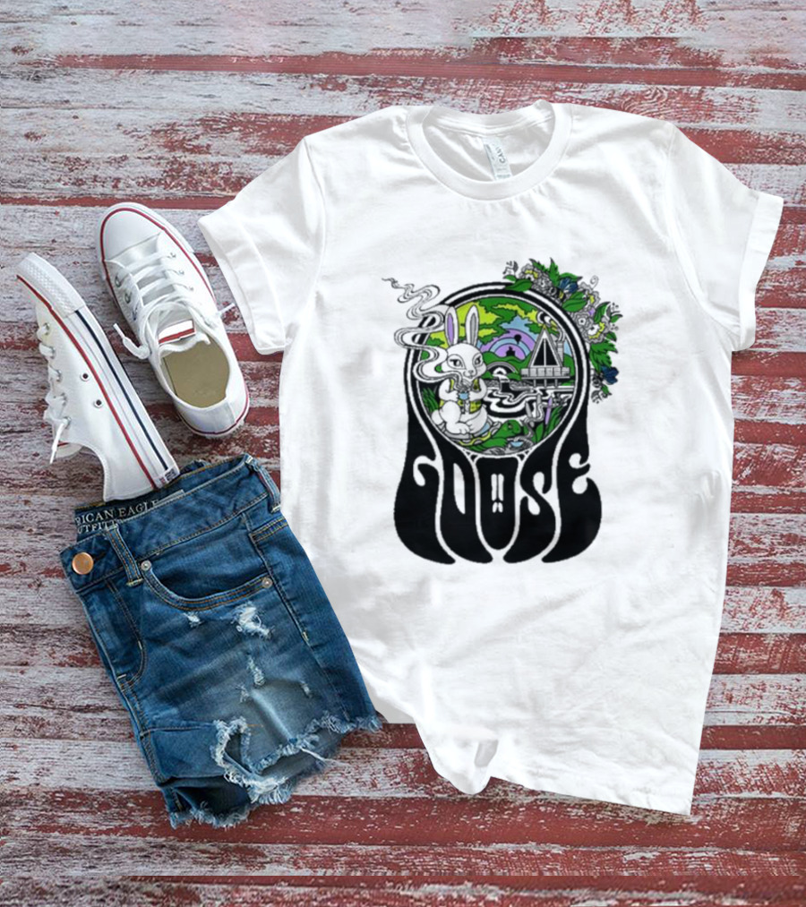 Goose Wonderland Psychedelic Rabbit Forest Portal T-Shirt