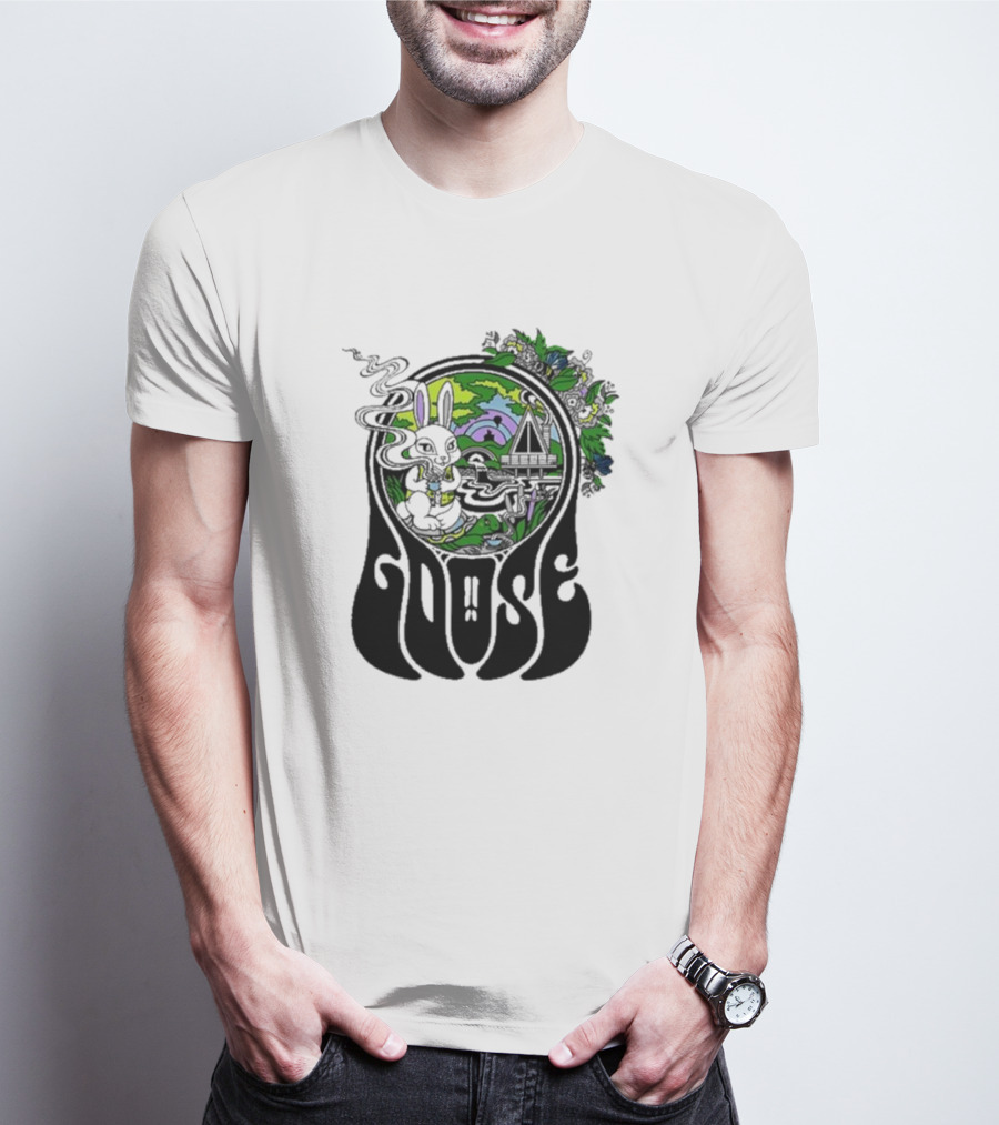 Goose Wonderland Psychedelic Rabbit Forest Portal T-Shirt