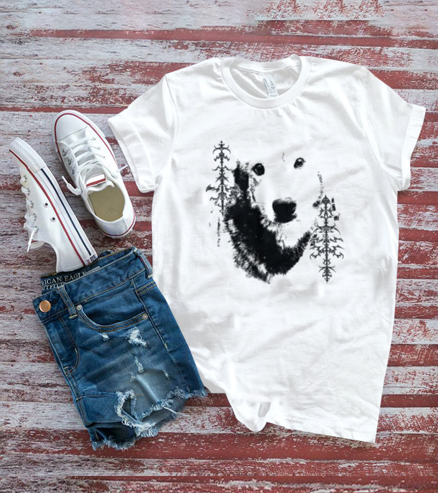 Wolf Face With Stylized Evergreen Trees T-Shirt