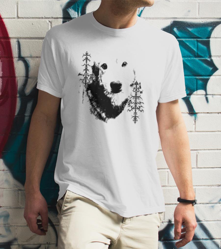 Wolf Face With Stylized Evergreen Trees T-Shirt