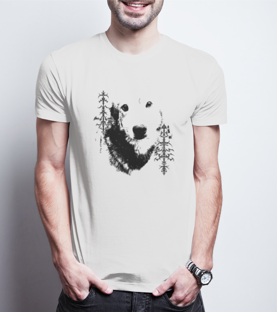 Wolf Face With Stylized Evergreen Trees T-Shirt