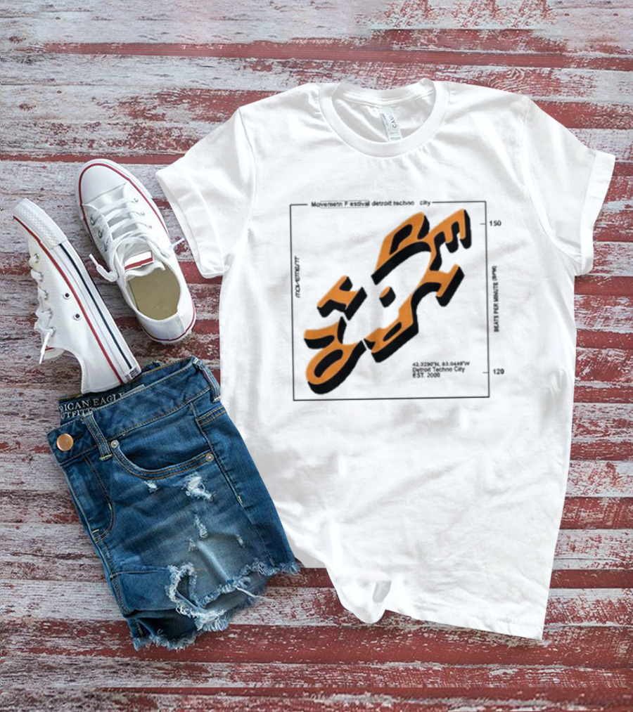 Movement Festival Detroit Techno City EST 2000 45 Heavy Latitude Longitude Coordinates T-Shirt