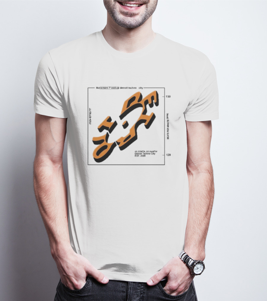 Movement Festival Detroit Techno City EST 2000 45 Heavy Latitude Longitude Coordinates T-Shirt