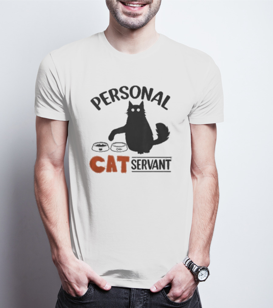 PERSONAL CAT SERVANT WITH PET FOOD BOWLS T-Shirt