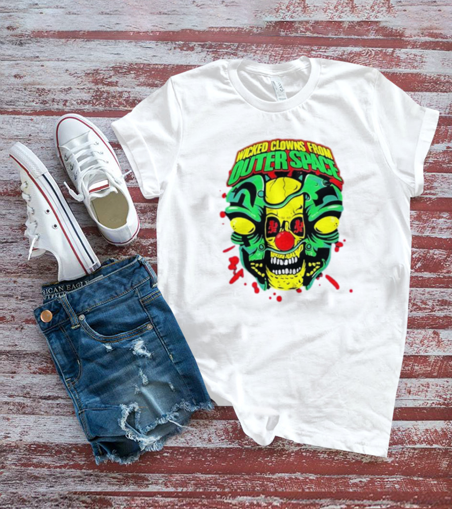 Wicked Clowns From Outer Space Psychopathic Vault ICP Split Face Alien T-Shirt