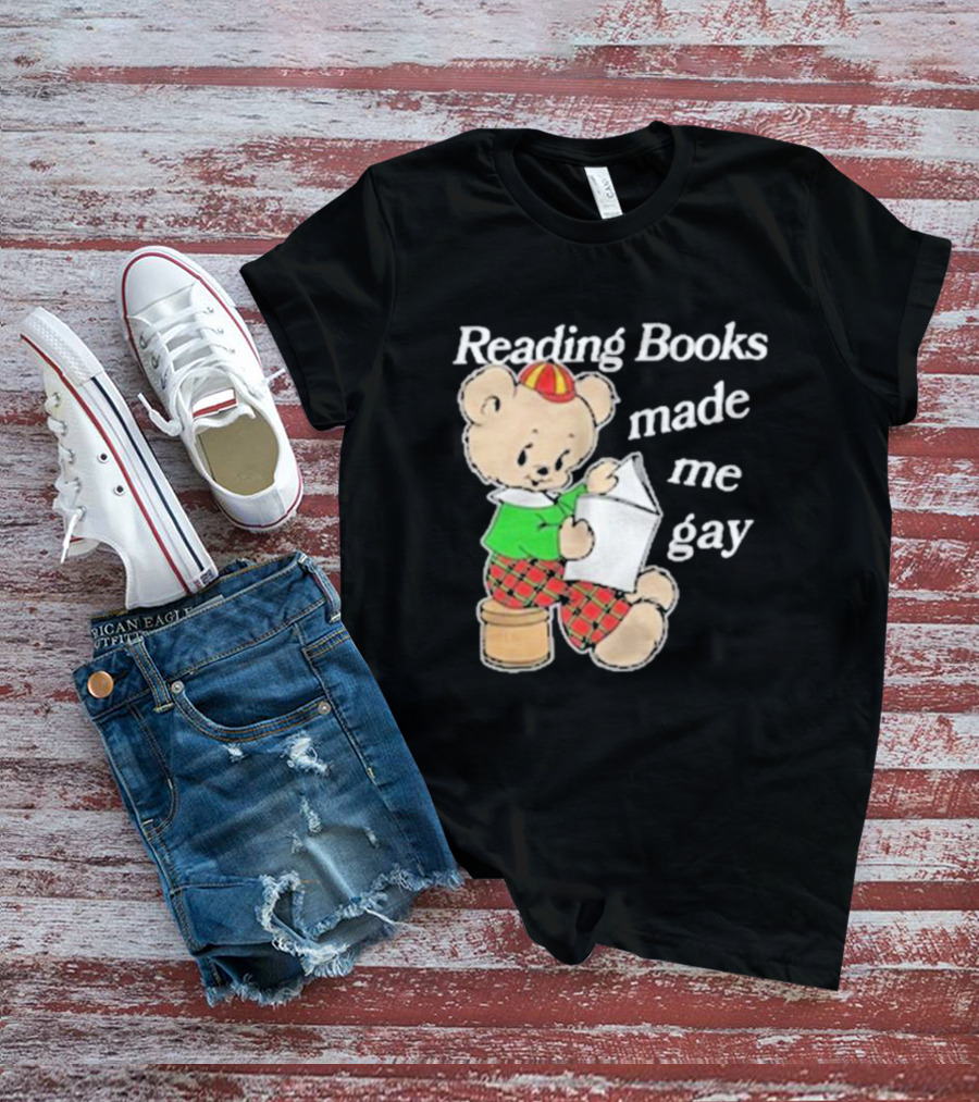 Reading Books Made Me Gay Teddy Bear In Plaid T-Shirt