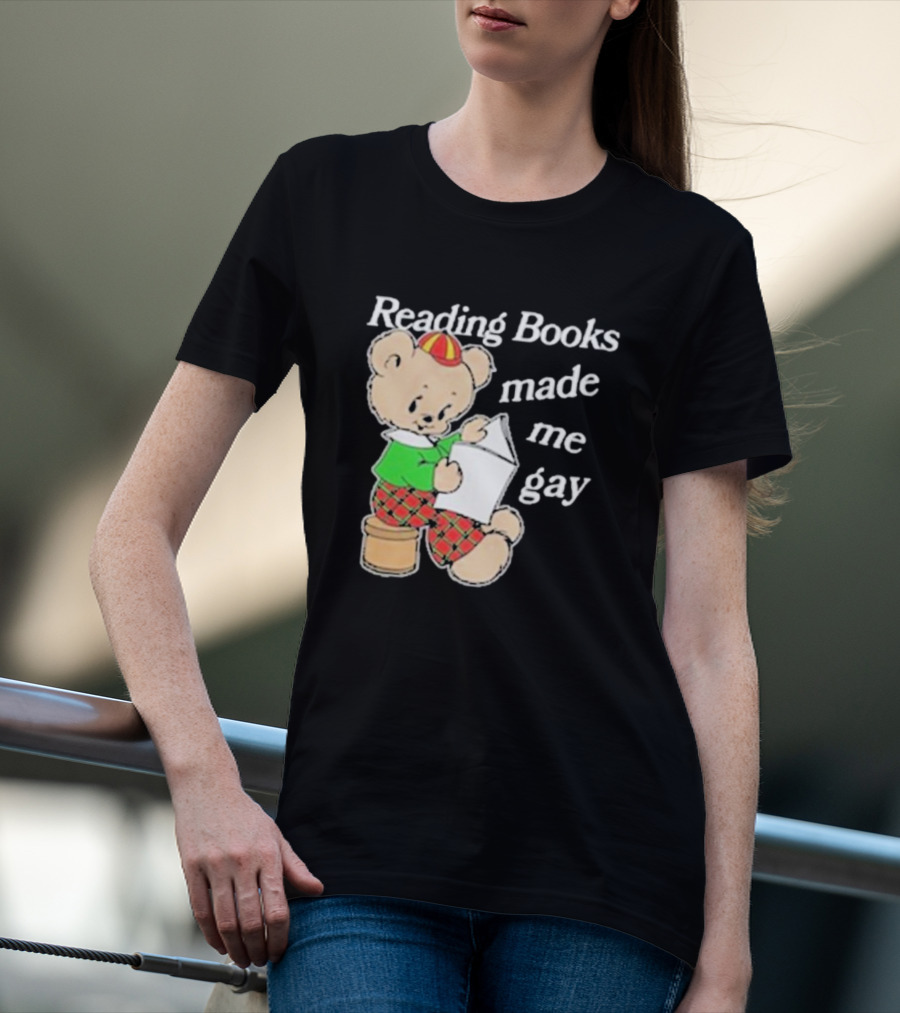 Reading Books Made Me Gay Teddy Bear In Plaid T-Shirt