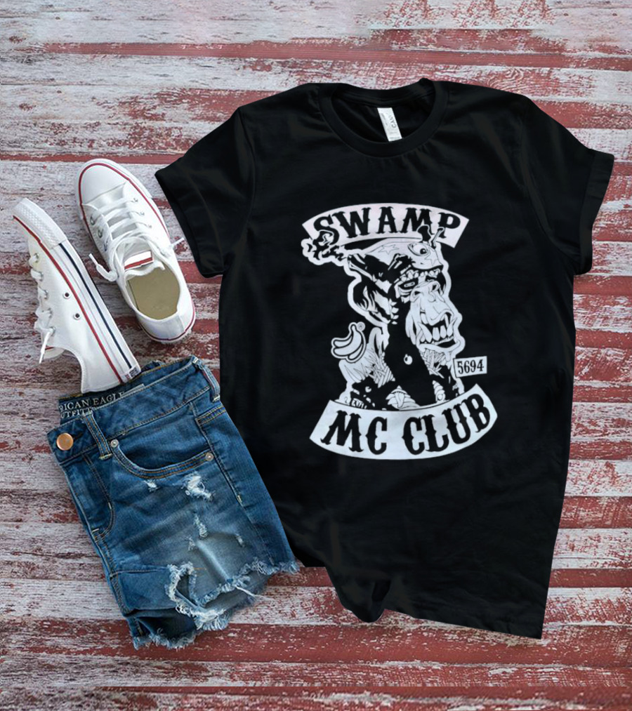 Swamp MC Club 5694 Gorilla Skull Motorcycle Emblem T-Shirt