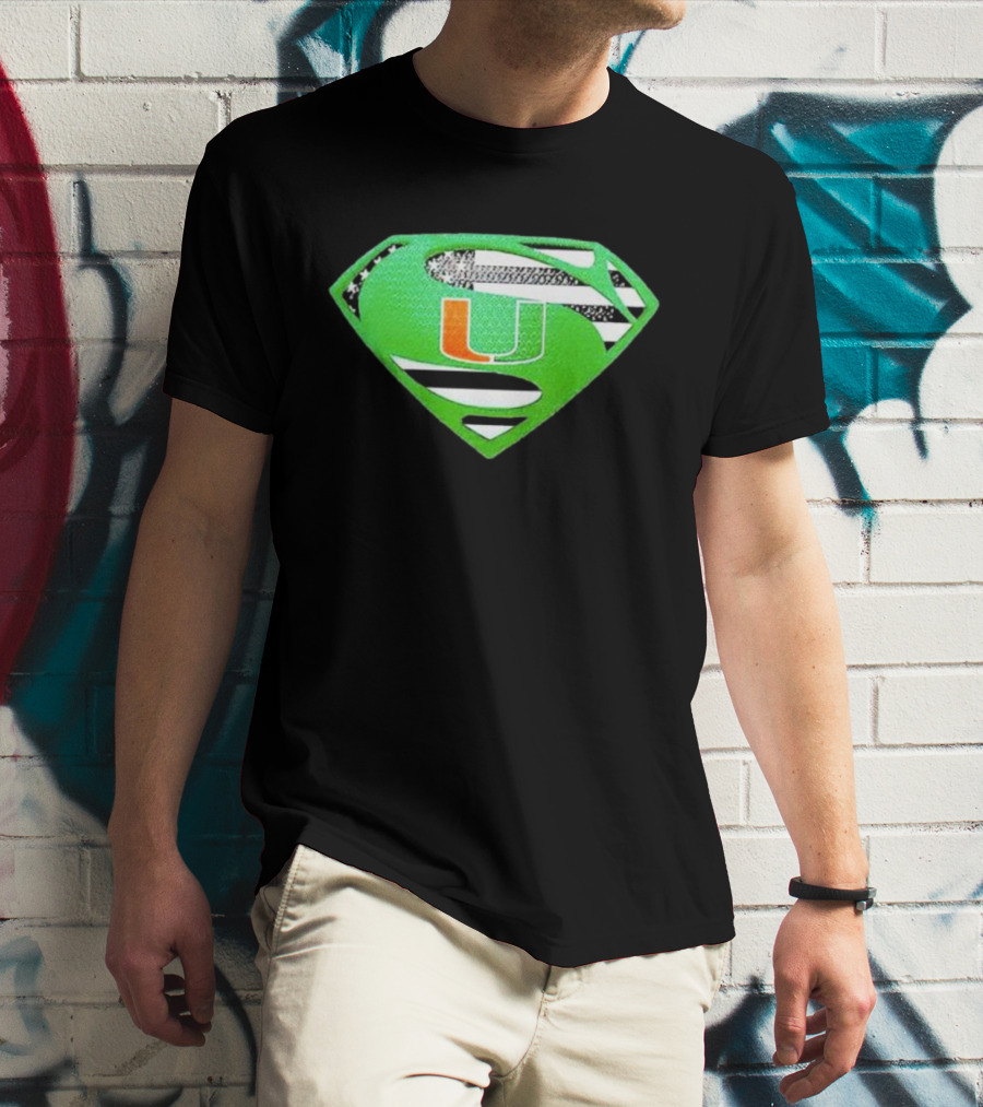 Miami Hurricanes USA Flag Superman T-Shirt