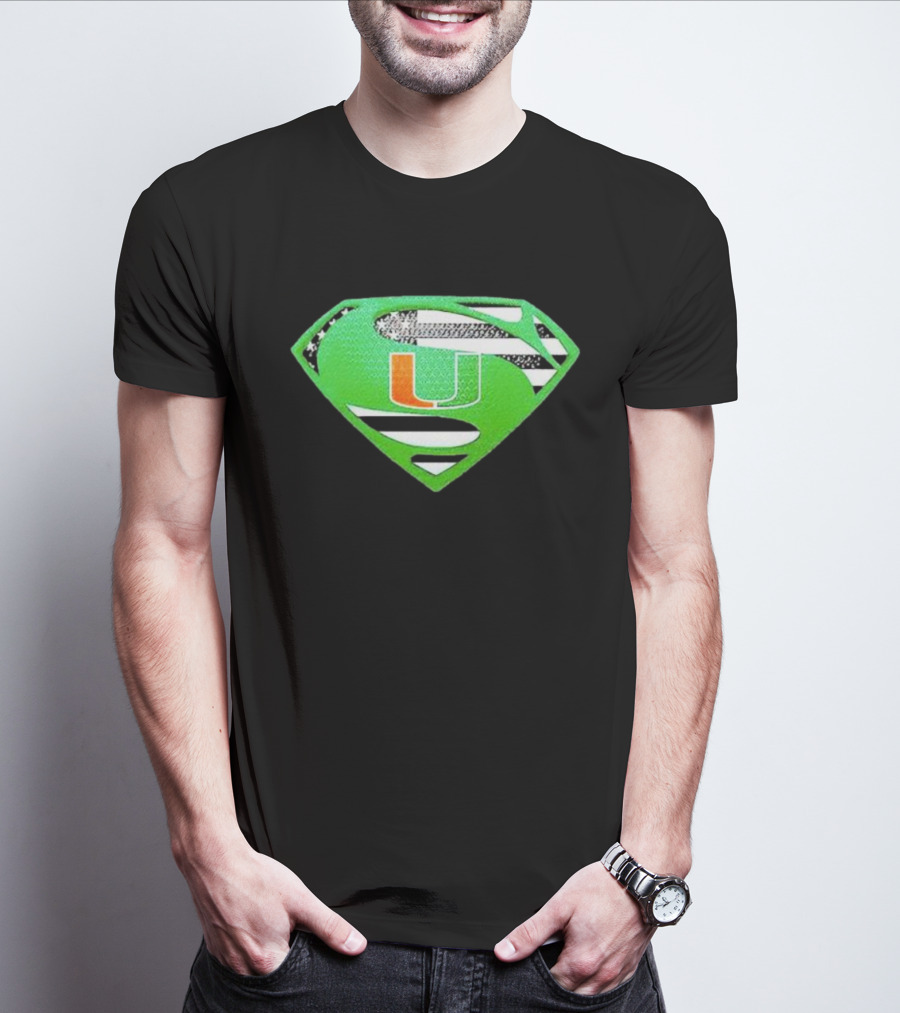Miami Hurricanes USA Flag Superman T-Shirt