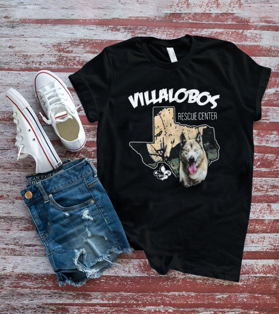 Villalobos Rescue Center Texas Map And Wolf T-Shirt