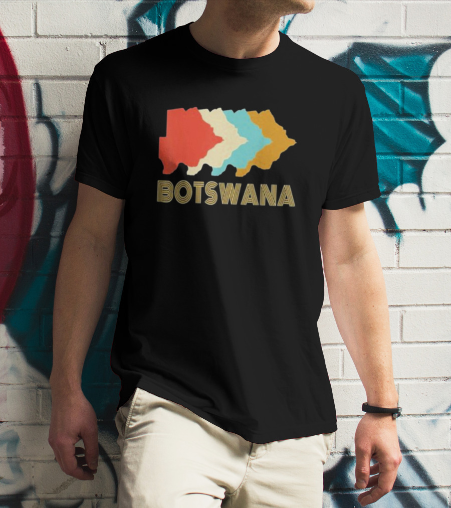 Botswana Vintage Multi-Color Map T-Shirt