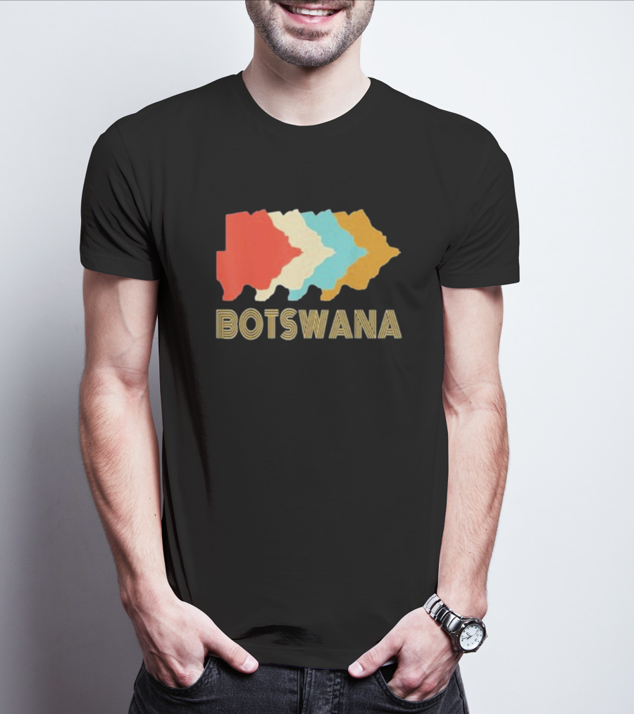 Botswana Vintage Multi-Color Map T-Shirt