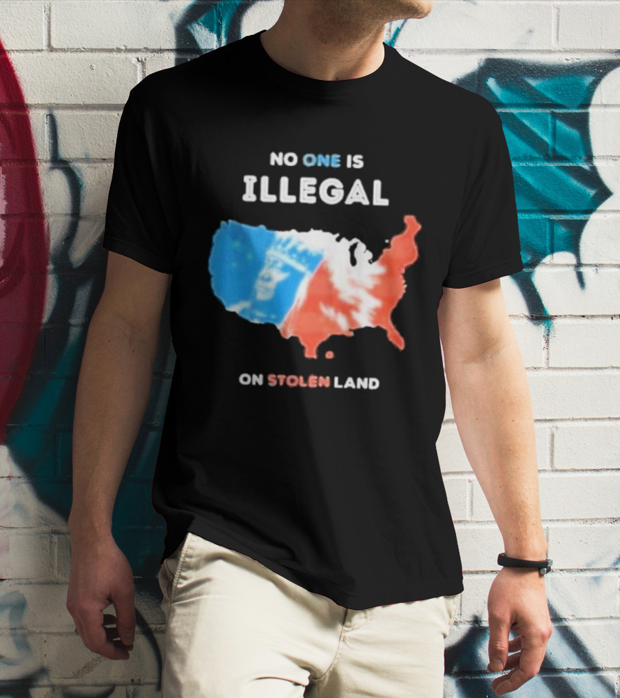 NO ONE IS ILLEGAL ON STOLEN LAND Indigenous Map T-Shirt
