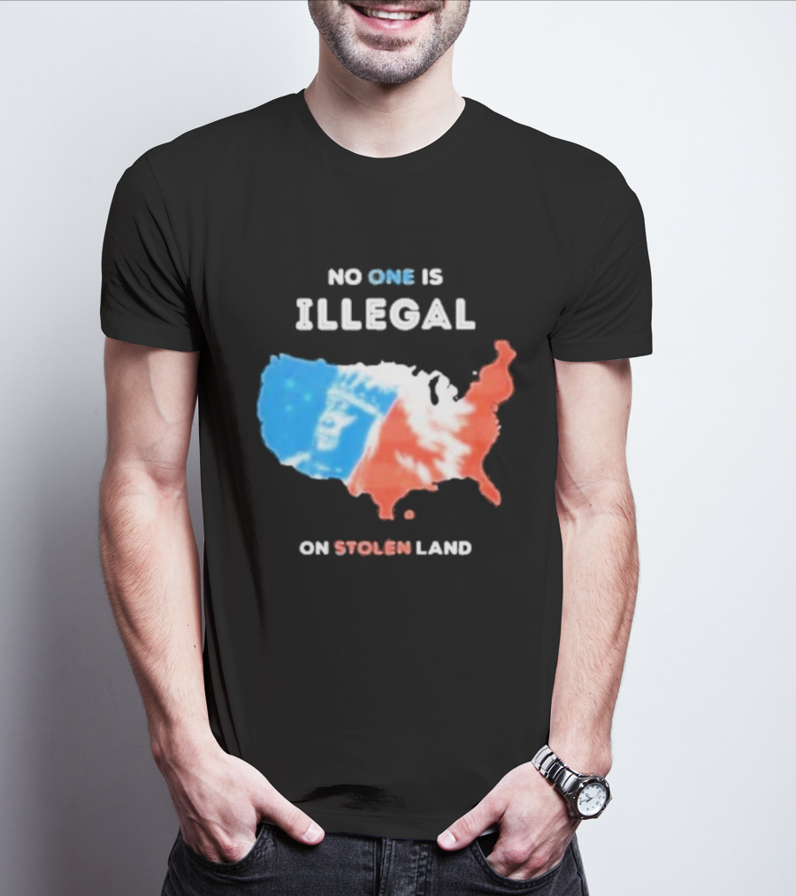 NO ONE IS ILLEGAL ON STOLEN LAND Indigenous Map T-Shirt