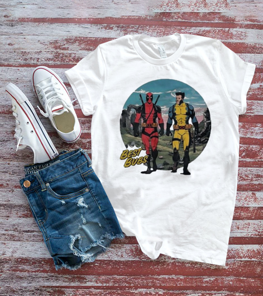 The Streamr Nerdriot Best Bubs Deadpool Wolverine Walking Scene T-Shirt
