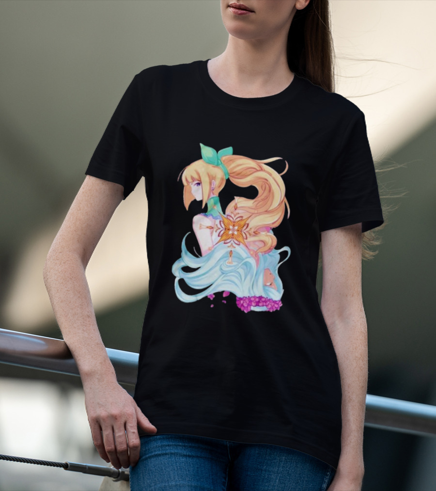 Virgo Versus The Zodiac Anime Illustration With Pastel Colors And Floral Elements T-Shirt