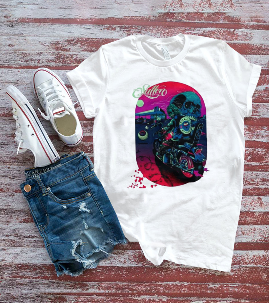 Tkslowskill Sullen Skull Rider Neon Vibes T-Shirt