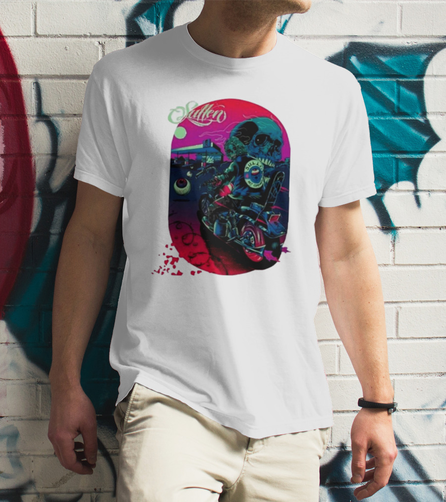 Tkslowskill Sullen Skull Rider Neon Vibes T-Shirt