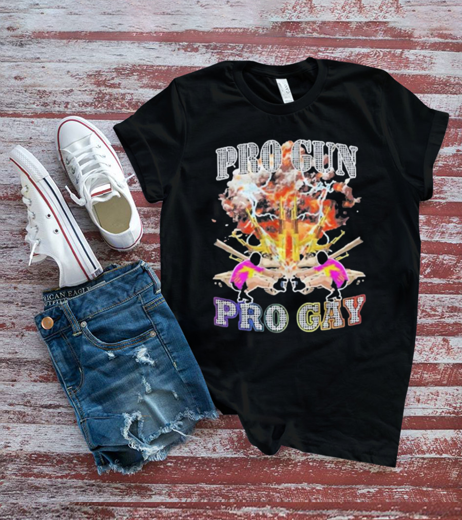 Pro Gun Pro Gay Explosion Duality T-Shirt