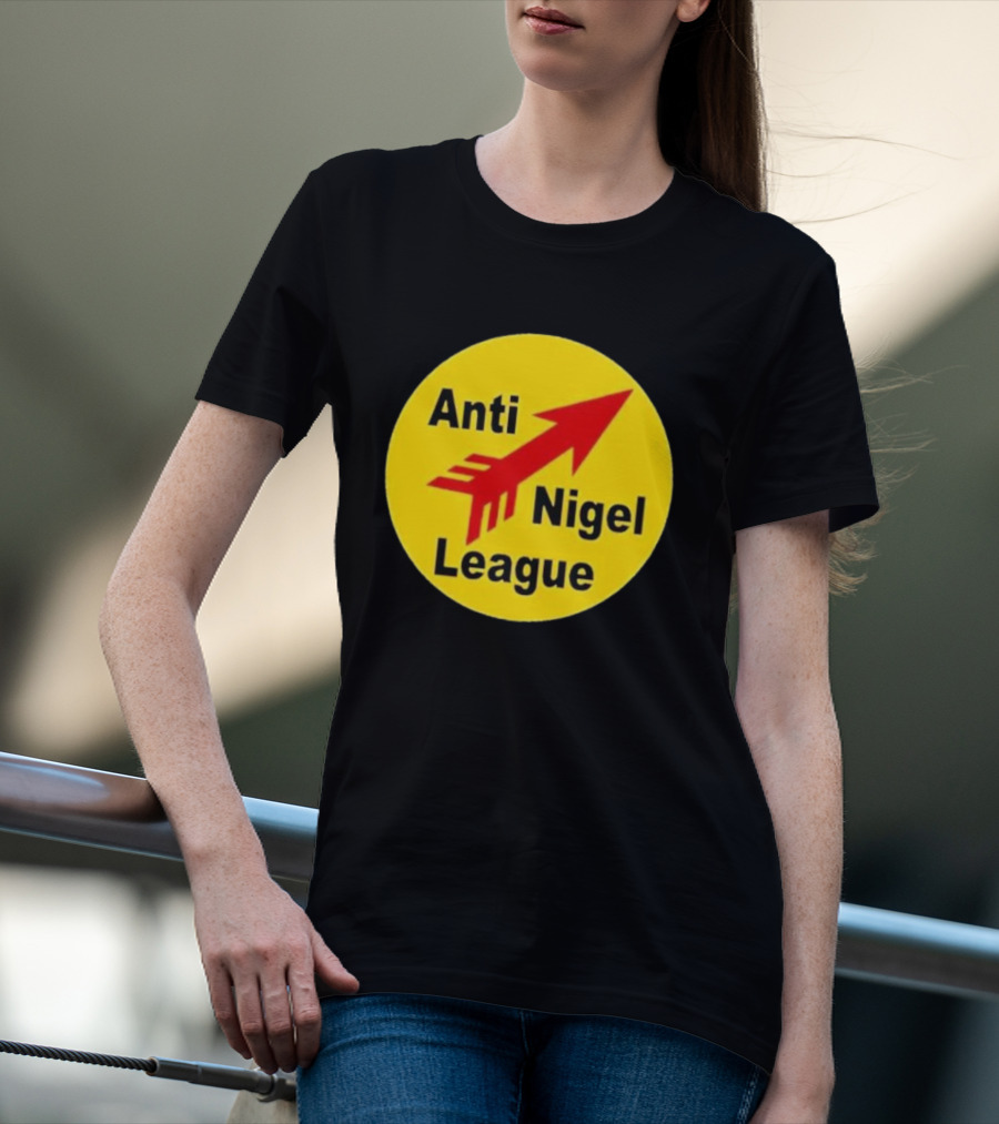 Anti Nigel League Red Arrow Emblem Yellow Circle T-Shirt