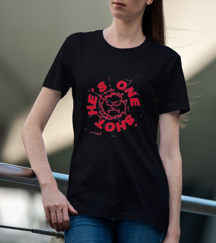 Dr Disrespect He's One Shot Cracked Red Text And Iconic Face T-Shirt