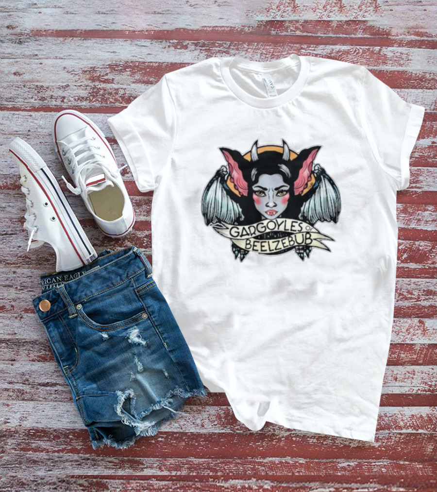 Gargoyles Of Beelzebub Gothic Demon Woman With Wings And Horns T-Shirt