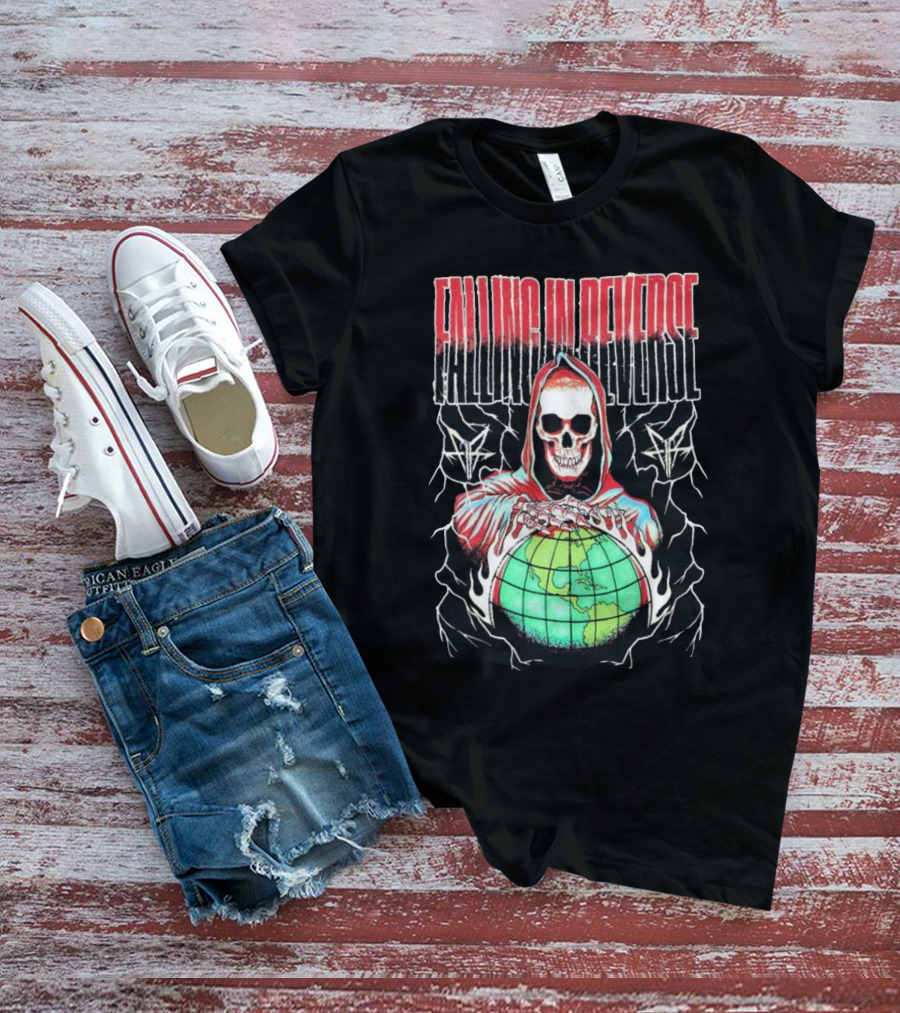 Falling In Reverse Skull Hood Globe T-Shirt