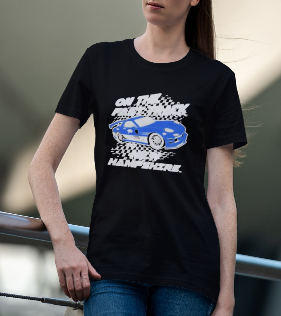 On The Fast Track New Hampshire Wildcats Racing Car T-Shirt