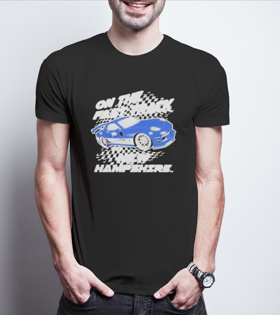 On The Fast Track New Hampshire Wildcats Racing Car T-Shirt