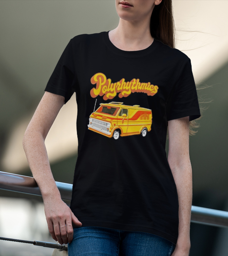 Polyrhythmics Bright Yellow Van With Retro Red Stripes T-Shirt