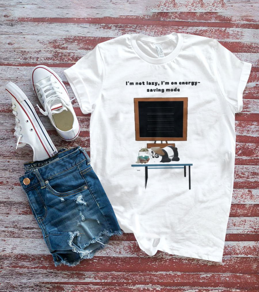 I’m Not Lazy I’m On Energy Saving Mode Cat Relaxing By Television T-Shirt