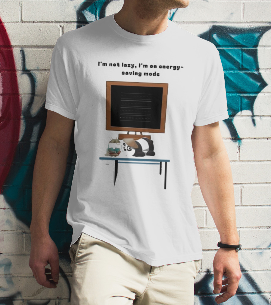 I’m Not Lazy I’m On Energy Saving Mode Cat Relaxing By Television T-Shirt
