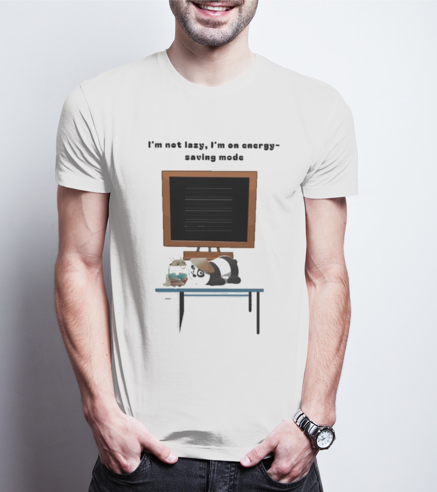 I’m Not Lazy I’m On Energy Saving Mode Cat Relaxing By Television T-Shirt