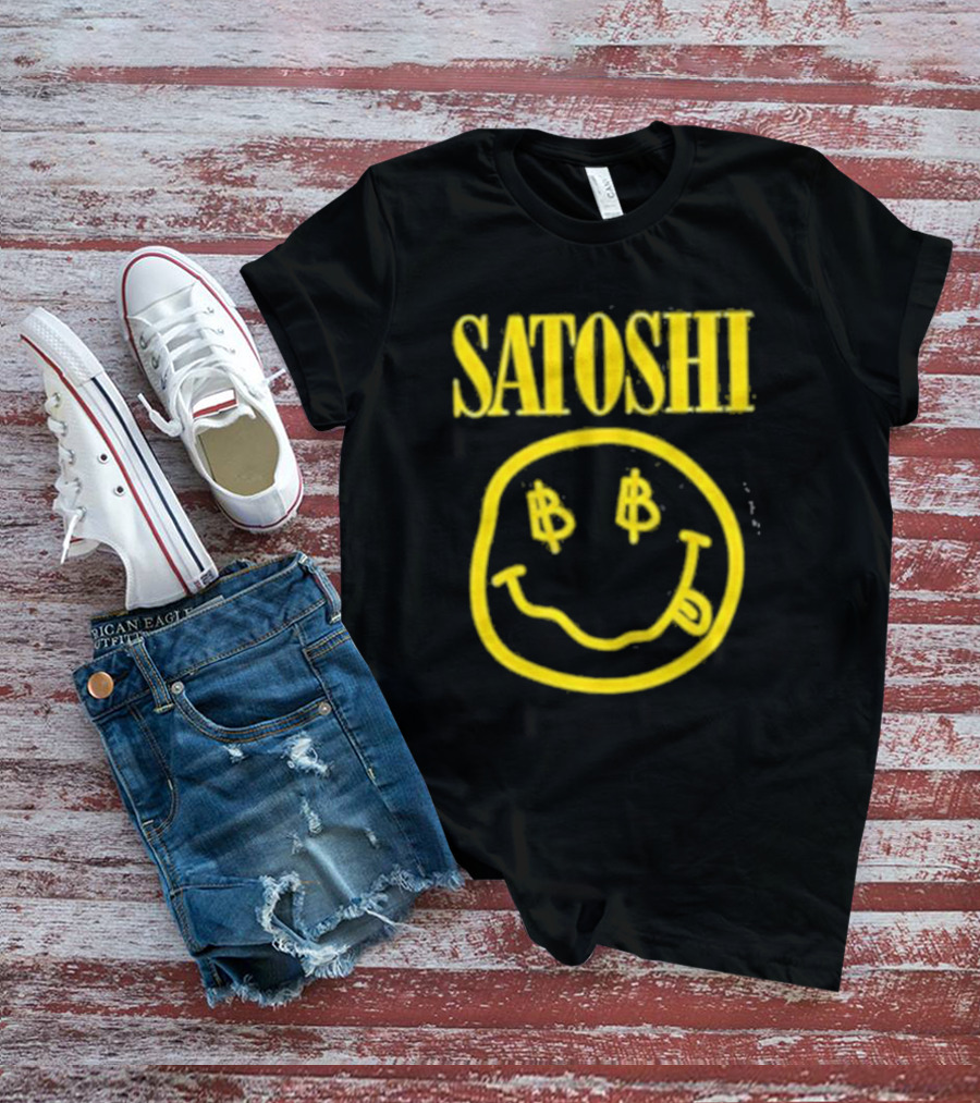 Satoshi Bitcoin Smiley Face With Dollar Signs T-Shirt