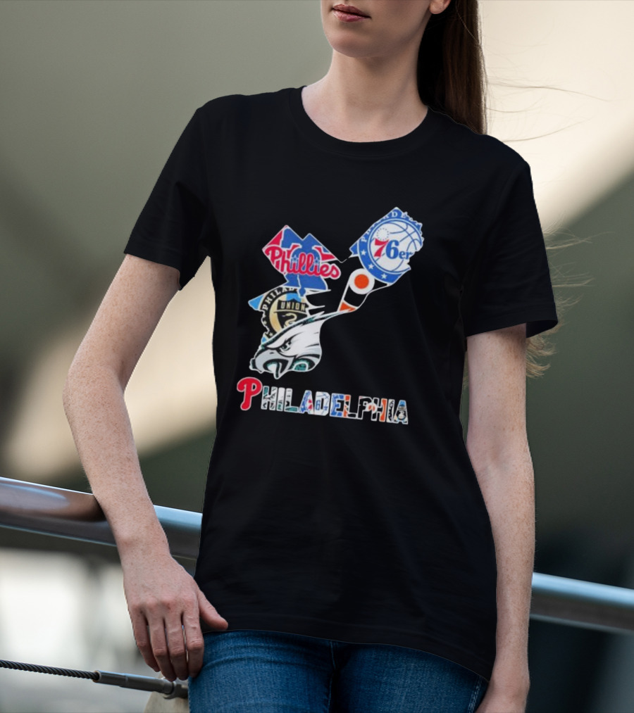Philadelphia Eagles Phillies 76ers Union Flyers T-Shirt