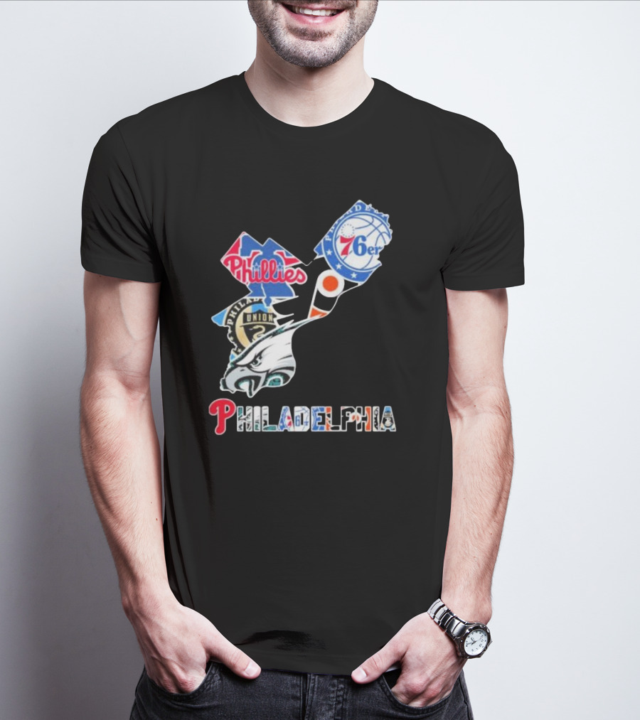 Philadelphia Eagles Phillies 76ers Union Flyers T-Shirt