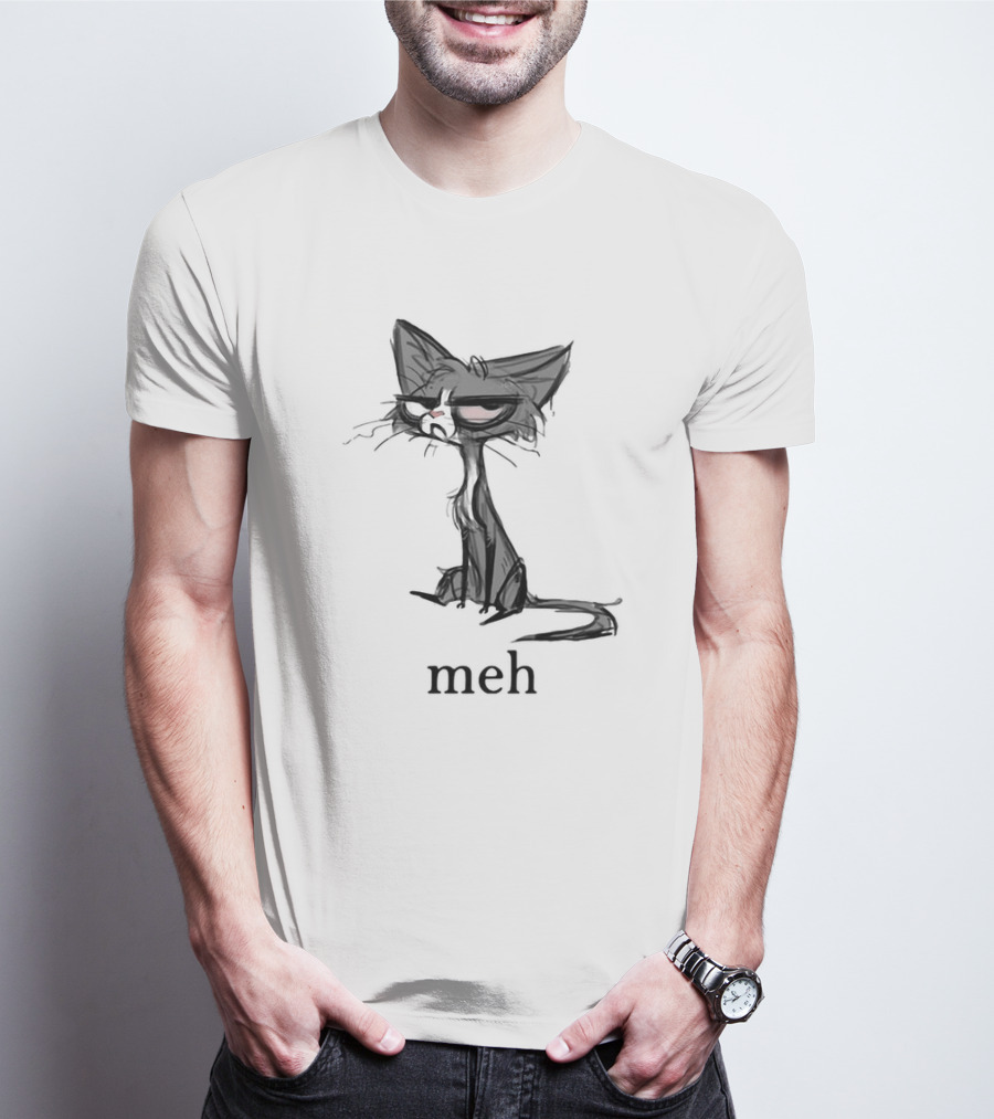 Siamese Cat Meh Expression Dark Mood T-Shirt