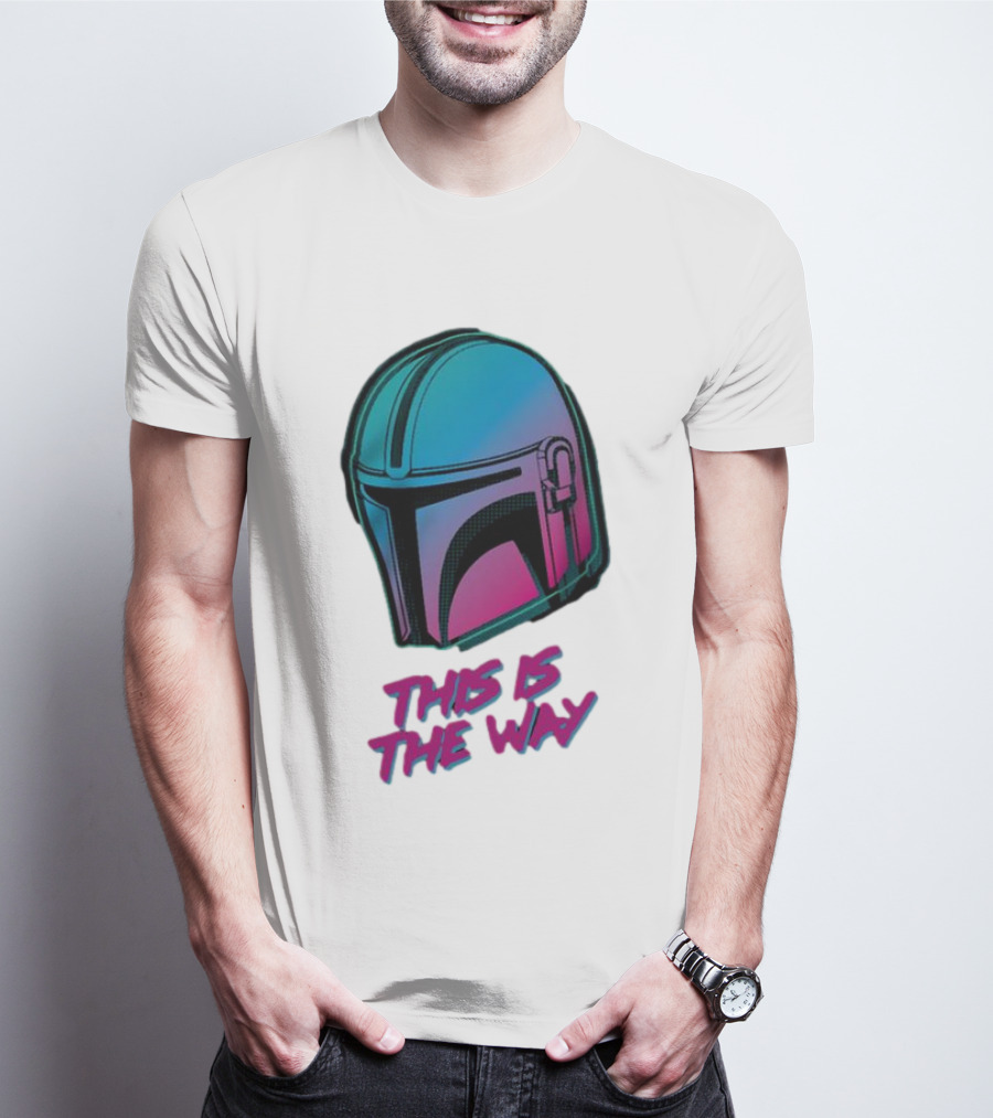 Star Wars The Mandalorian Helmet This Is The Way Neon T-Shirt