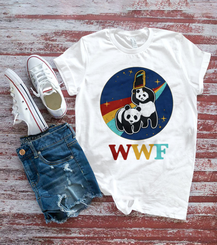 WWF Panda Bear Wrestling NASA Astronauts Space T-Shirt
