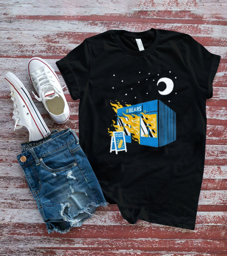 Bears Bakery On Fire Charcoal Night Scene T-Shirt