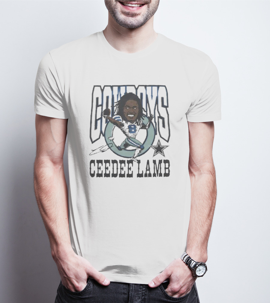 Cowboys Ceedee Lamb Number 88 Football Star Signature T-Shirt