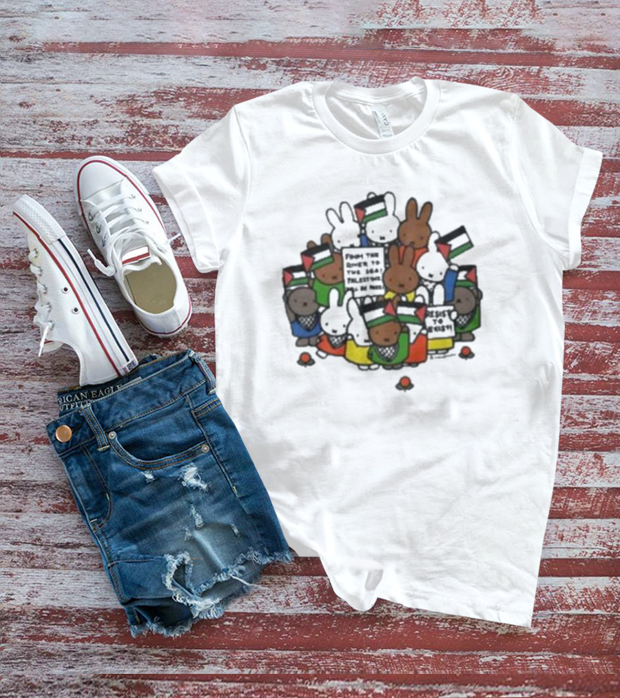 Freedom Fighting Bunnies With Flags And Colorful Outfits T-Shirt