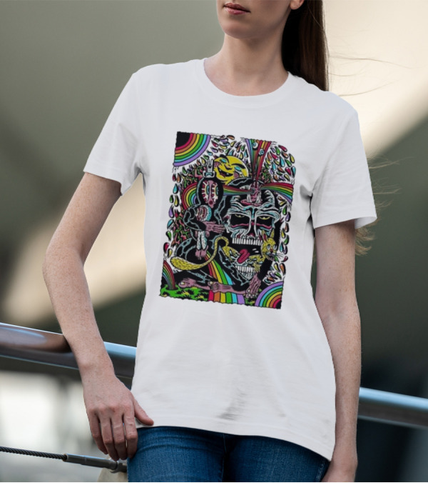Matt Crabe Rainbow Reaper Surreal Psychedelic Skull Scene T-Shirt