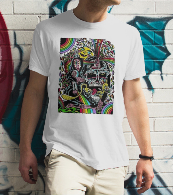 Matt Crabe Rainbow Reaper Surreal Psychedelic Skull Scene T-Shirt